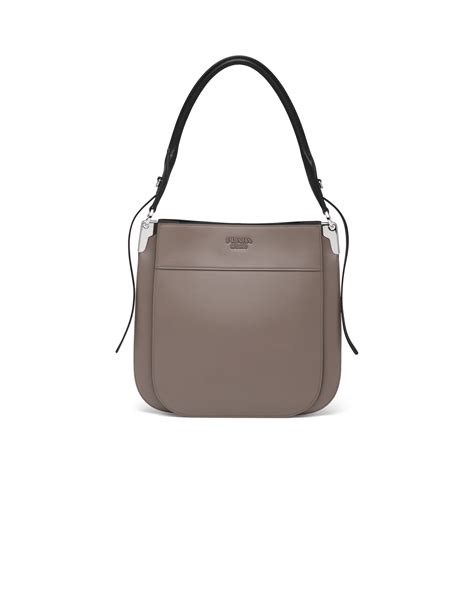 prada 1bc076|Prada Margit Leather Hobo Bag, Clay (Gray) .